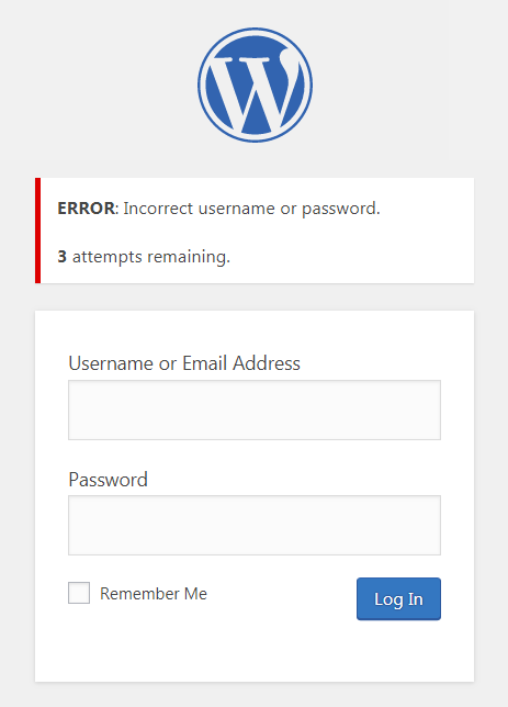 WordPress login form blocked by Limit Login Attempts with an attempts-remaining warning