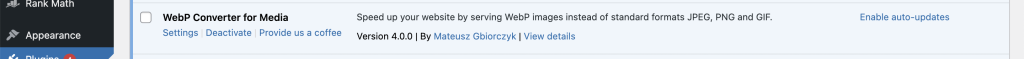 WebP WordPress Settings